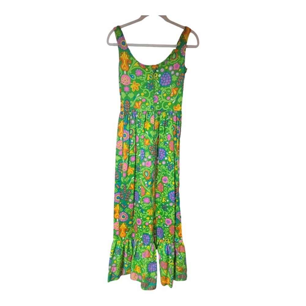 Lanz Originals Vintage 1960 1970s Dress Colorful Green Sleeveless Est Size Small